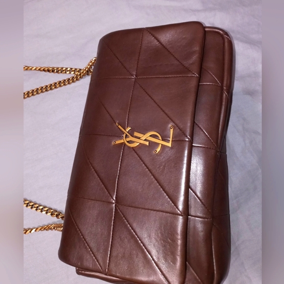 NWT YVES SAINT LAURENT JAMIE LAMBSKIN SLIDING CHAIN BAG, DARK GANACHE ~AUTHENTIC - Picture 6 of 16